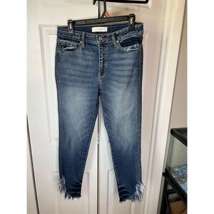 Kancan Women's Mid Rise Super Skinny Distressed Jeans Blue Size 9/28